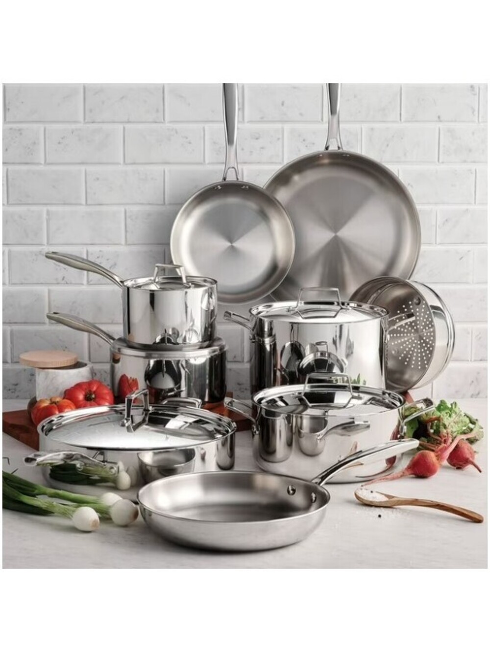 Tramontina 14-Piece Tri-Ply Clad 18/10 Stainless Steel Cookware Set
